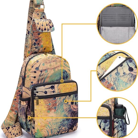 Women Canvas Sling Bag Small Boho Crossbody Purse Large Capacity Travel - Picture 4 of 9